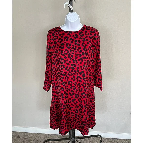 Ann Taylor Dresses Ann Taylor Red Black Leopard Print Shift